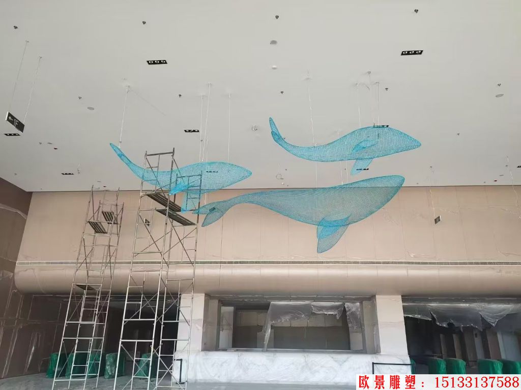不銹鋼吊頂鏤空動物鯨魚擺件，適合海洋館景觀裝飾,3