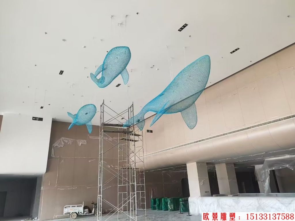 不銹鋼吊頂鏤空動物鯨魚擺件，適合海洋館景觀裝飾,5