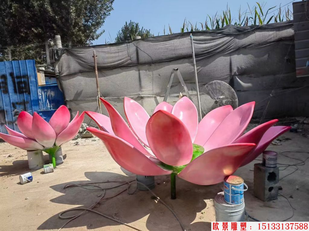 不銹鋼仿真粉色荷花蓮花雕塑，仿真水蓮花1